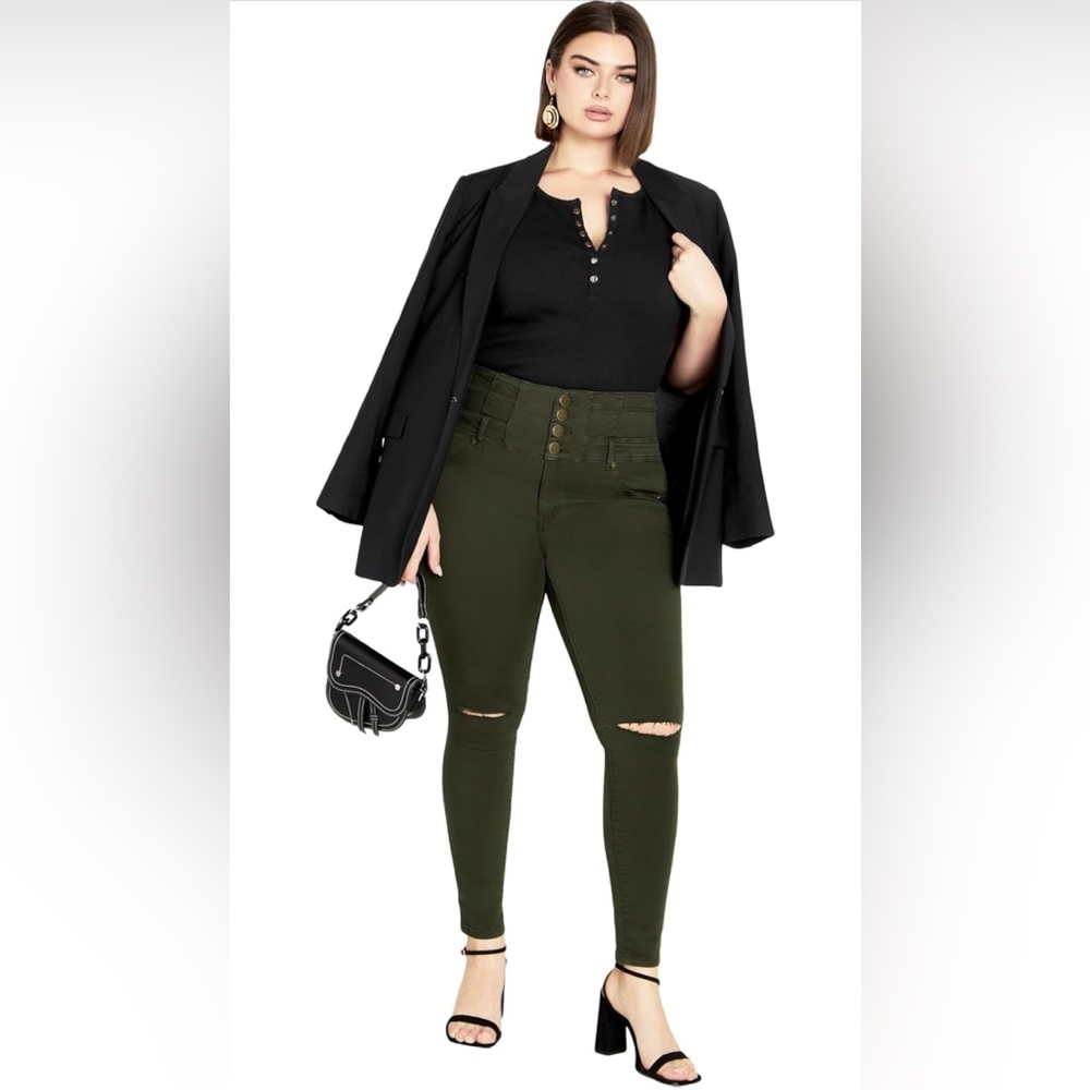 City Chic Women's Plus Size Corset High Rise Jean - Asha Slit